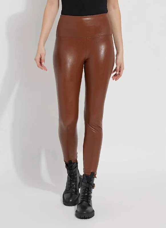 Textured Leather Legging In Whiskey