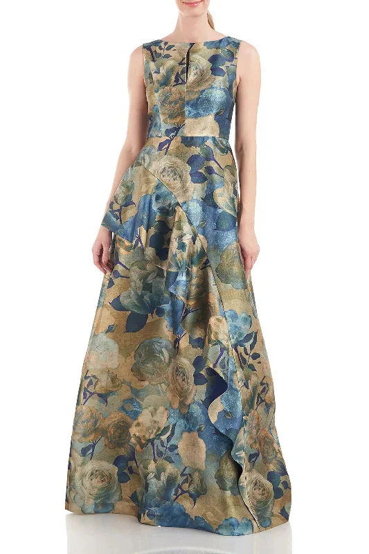 Kay Unger 5518282 Long Sleeveless Floral Print Formal Dress