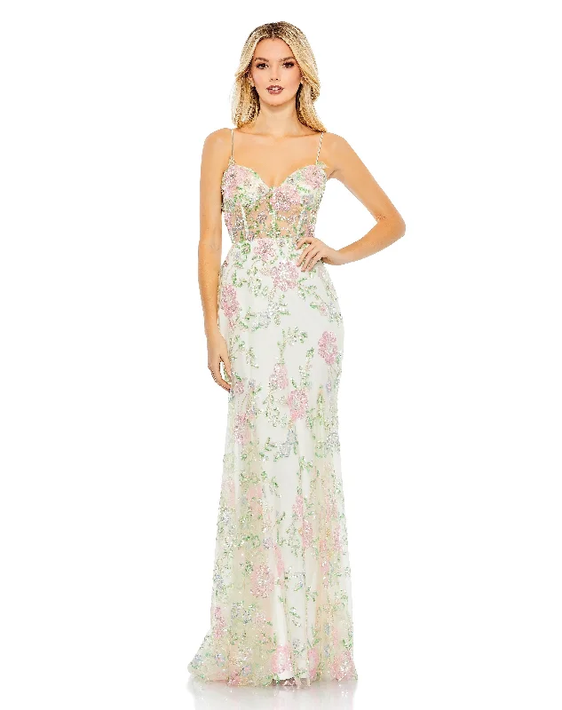 Mac Duggal 68180 Long Floral Fitted Prom Gown Sale