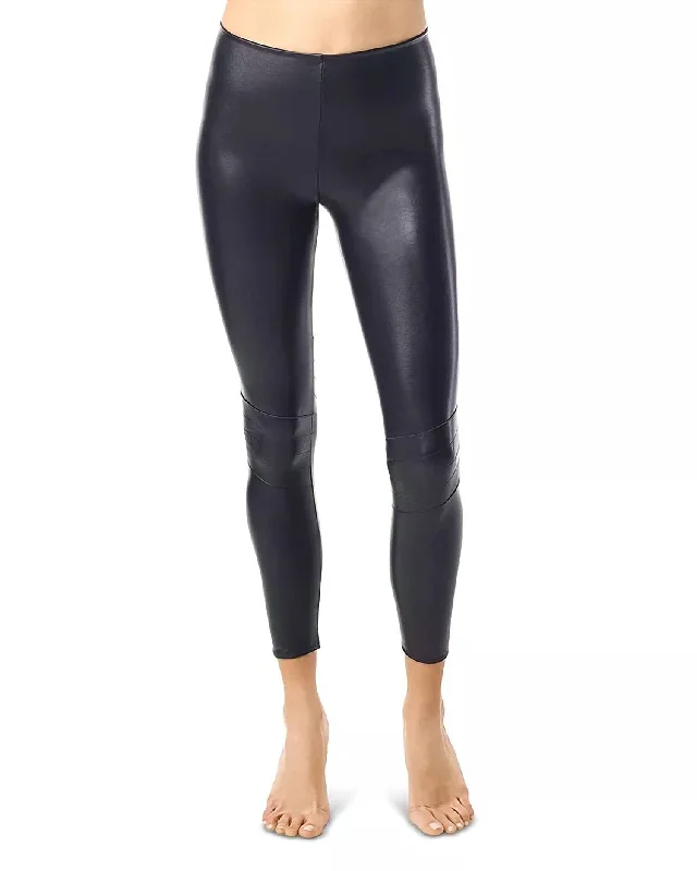 Faux Leather Moto Legging In Black