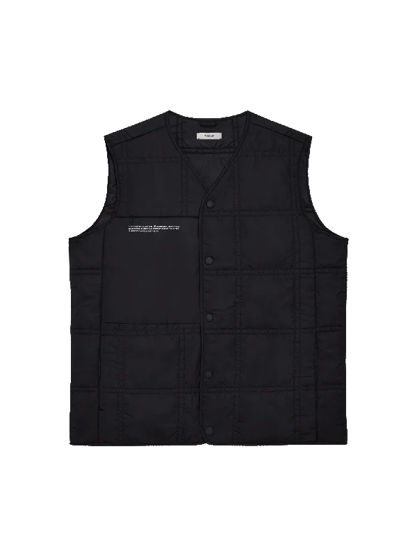 Womens Flower-Warmth Quilted Gilet—black