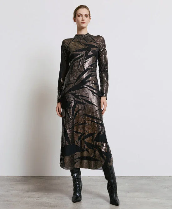 Access Fashion Long Dress With Metallic Details