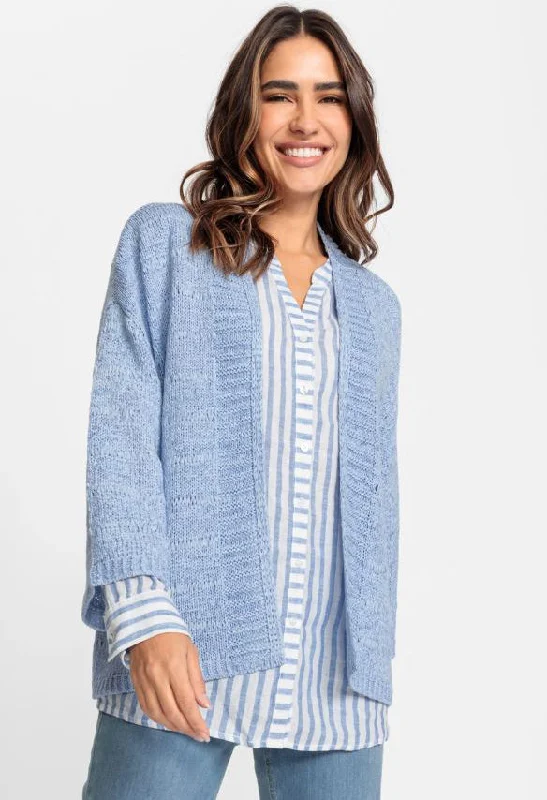 Open Front Tape Yarn Cardigan