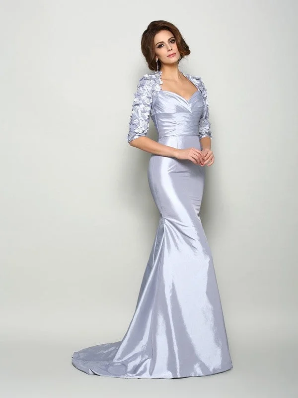 Trumpet/Mermaid Sweetheart Applique 1/2 Sleeves Long Taffeta Mother of the Bride Dresses