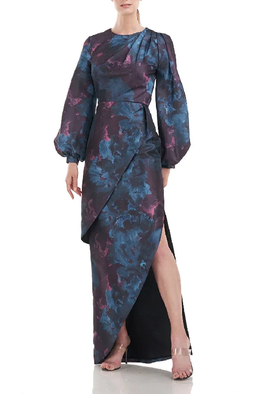 Kay Unger 5518784 Long Sleeve Formal Floral Print Dress