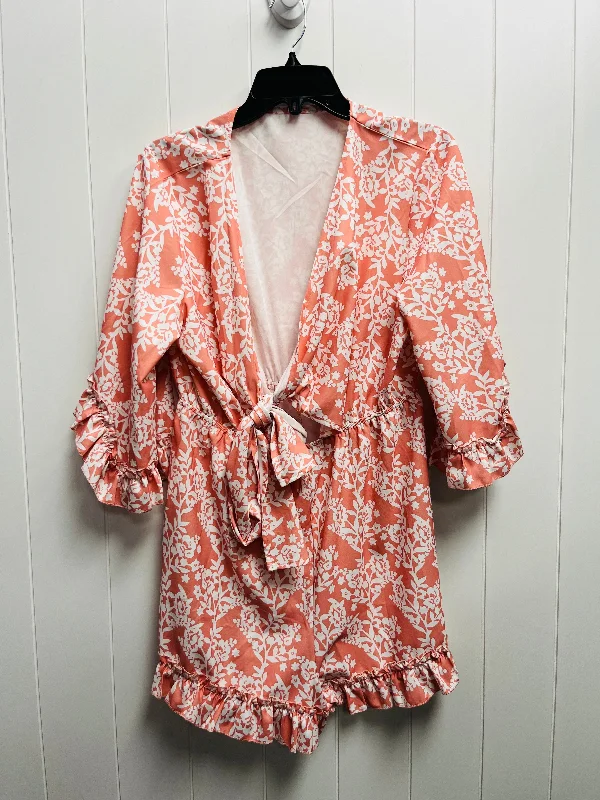 Romper By Clothes Mentor In Orange & White, Size: L