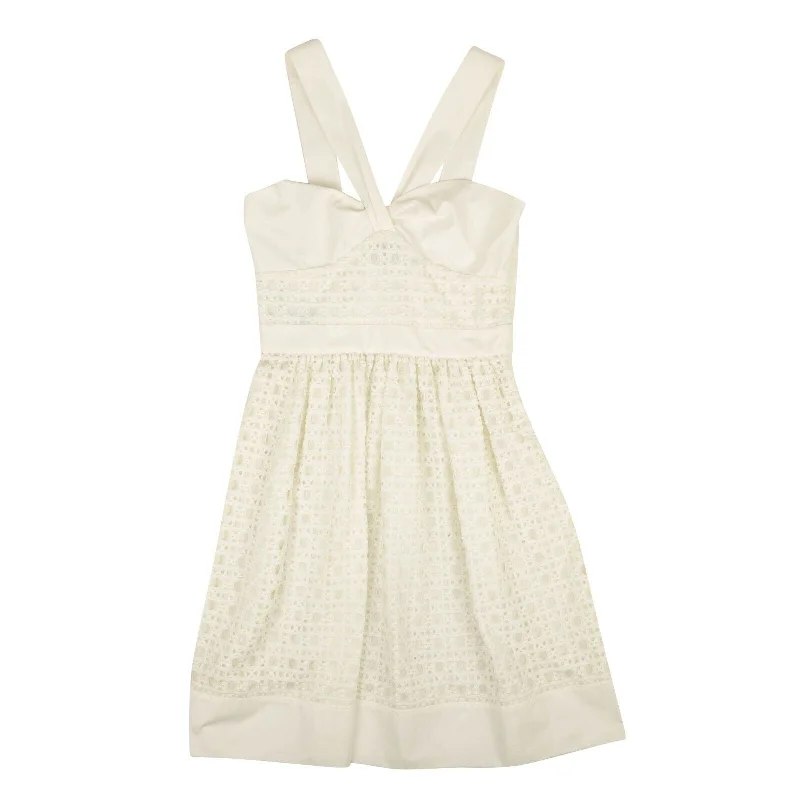 NWT BOUTIQUE MOSCHINO White Sweetheart Lace V-Strap Dress