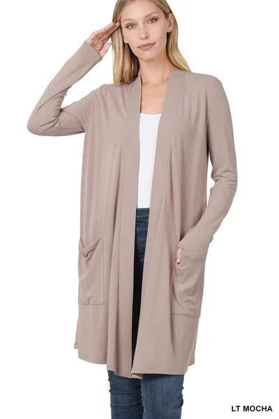 Long Slouchy Cardigan in Light Mocha