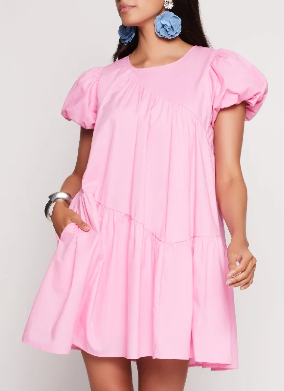 Bubble Sleeve Babydoll Dress