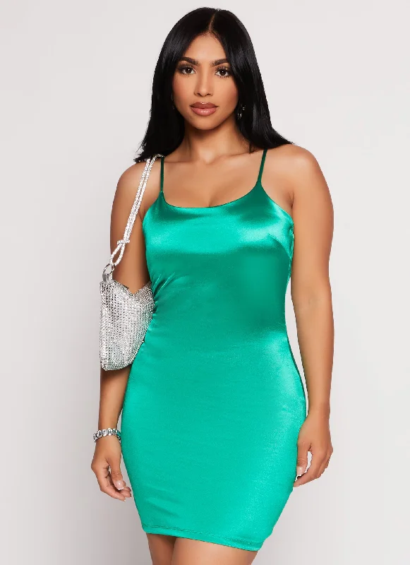 Satin Scoop Neck Cami Dress