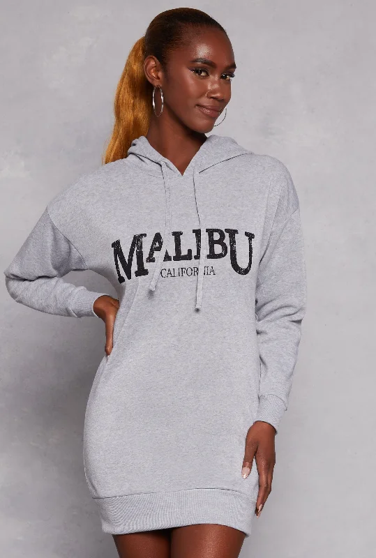 Malibu California Hooded Sweatshirt Dress