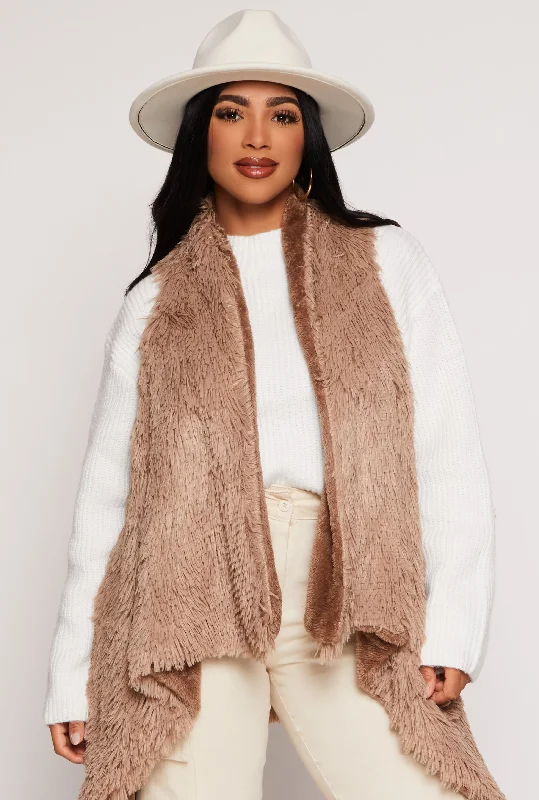 Faux Fur Reversible Sleeveless Poncho