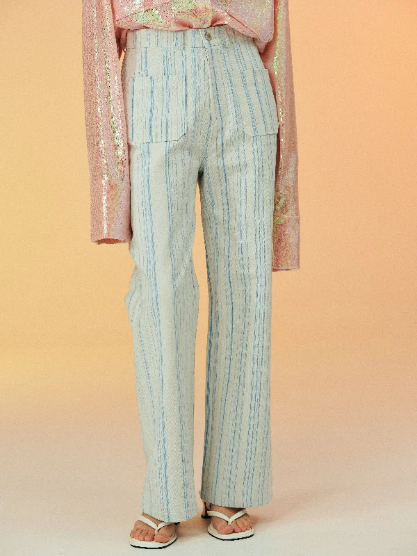 Deauville Stripe Jeans, Light Blue