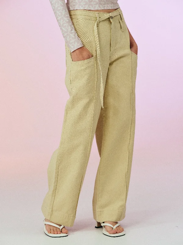 Low Pocket Cotton Jeans, Vanilla