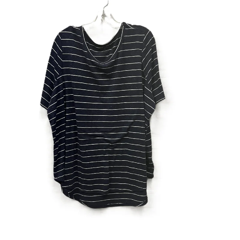 Top Short Sleeve Basic By Lane Bryant In Blue & White, Size: 3x