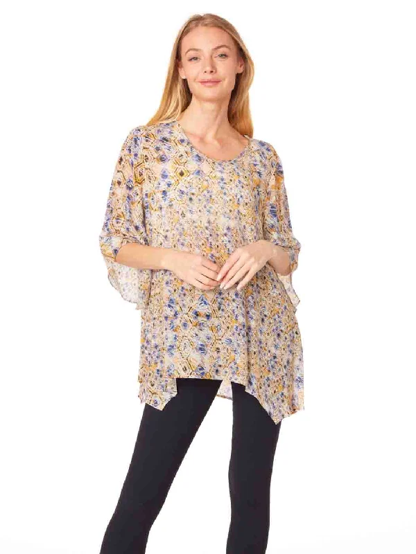 Tianello "Mustique" Print Washable Silk "Natalie" Blouse