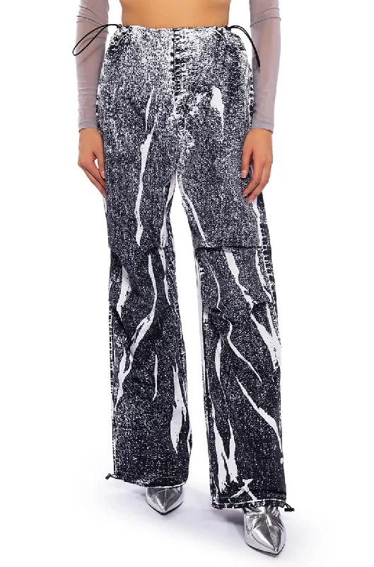 MACY FAUX DENIM LOOK PARACHUTE PANT