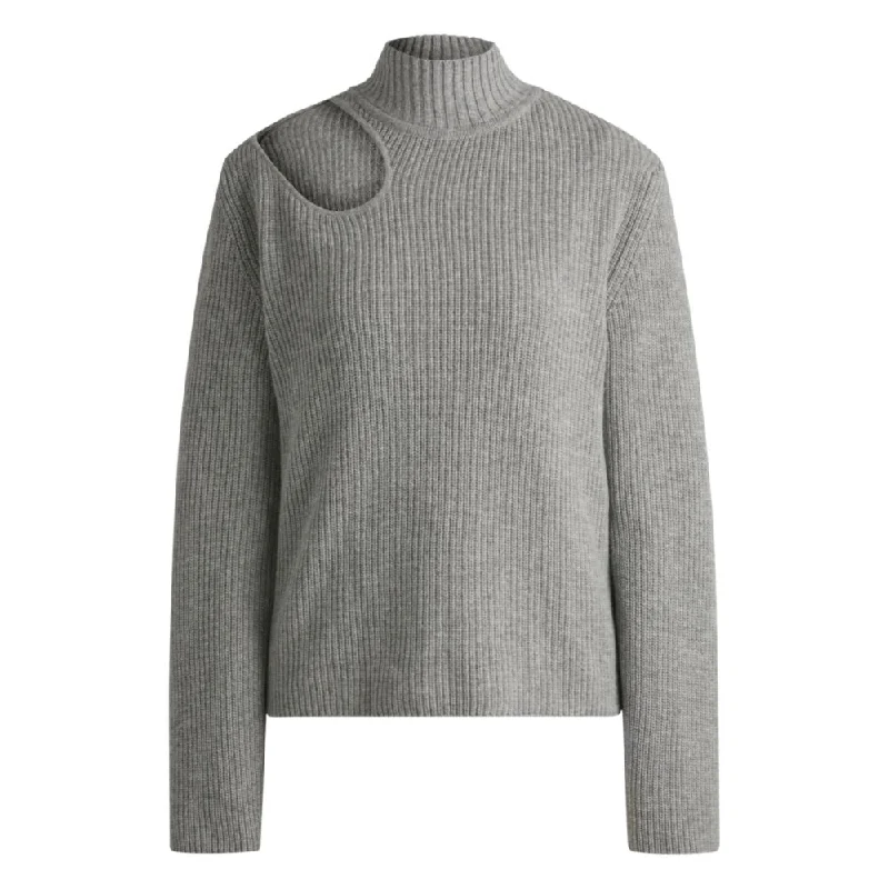 Relaxed-fit mock-neck sweater with cut-out detail