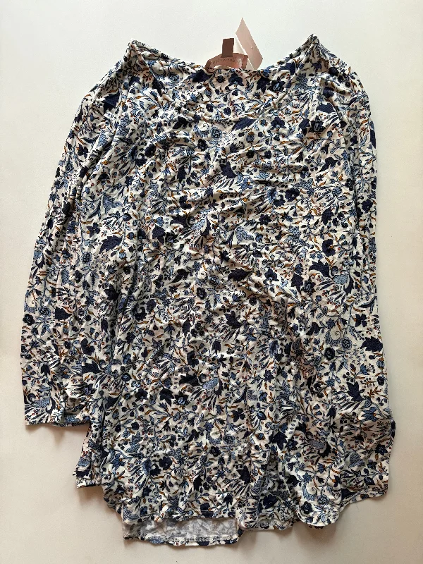 Top Long Sleeve By Philosophy In Floral Print, Size: 3x