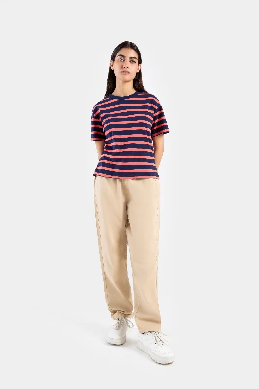 Striped Cropped T-shirt with Side Vent