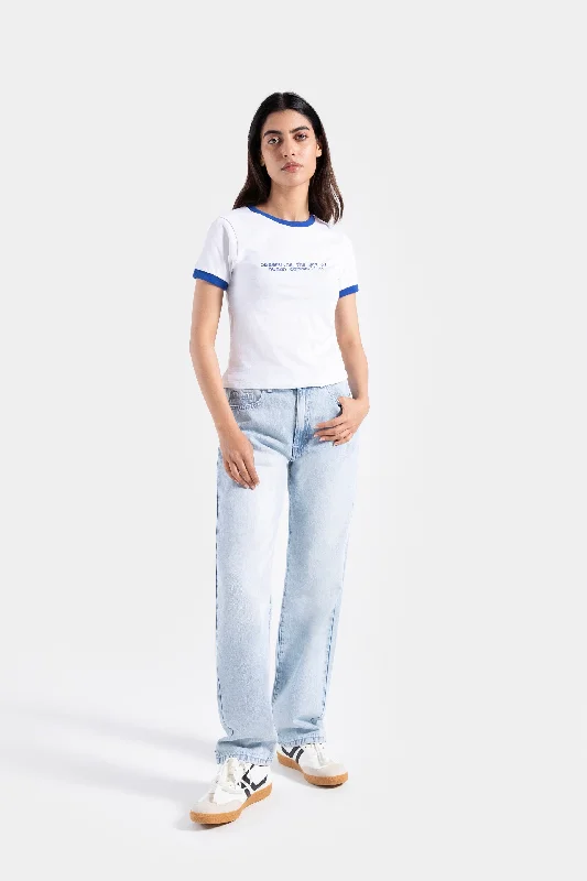 Slogan Ringer Super Cropped T-shirt