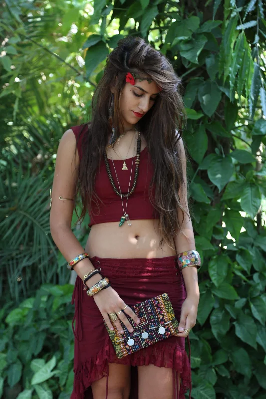 Gypsy Cropped Top - Maroon