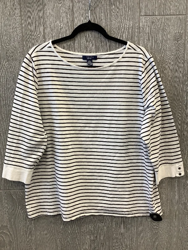 Top 3/4 Sleeve By Chaps In Striped Pattern, Size: 2x