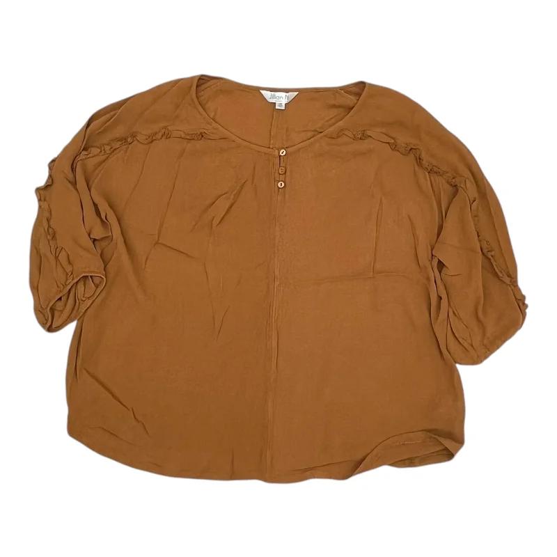 Top 3/4 Sleeve By Clothes Mentor In Brown, Size:2X