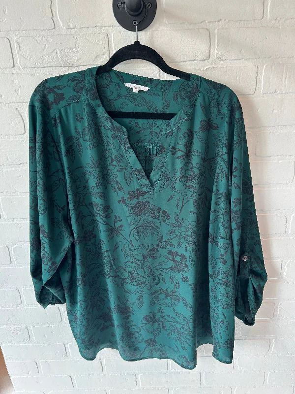 Top 3/4 Sleeve By Maurices In Black & Green, Size: 2x