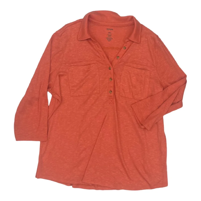 Top 3/4 Sleeve By Sonoma In Orange, Size:2X