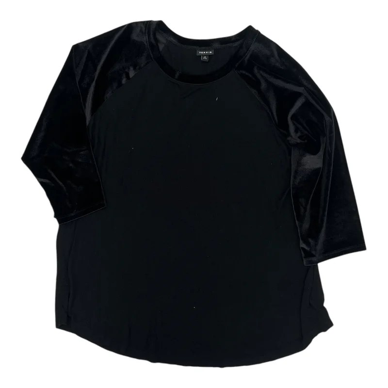 Top 3/4 Sleeve By Torrid In Black, Size:2X