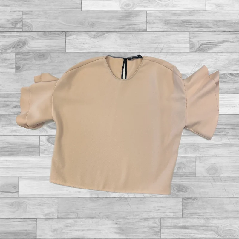 Top 3/4 Sleeve By Zara In Tan, Size: S