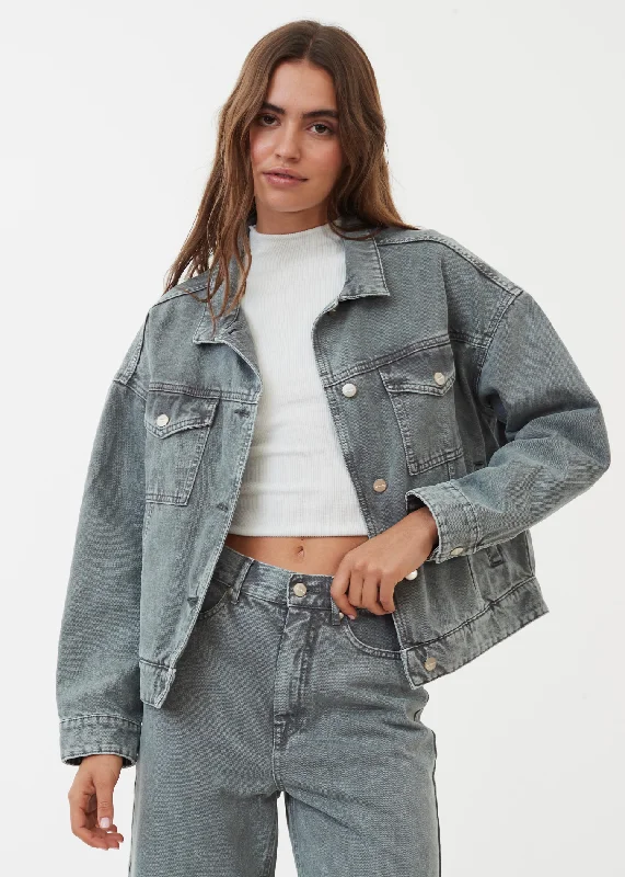 AFENDS Womens Innie - Denim Jacket - Faded Steel