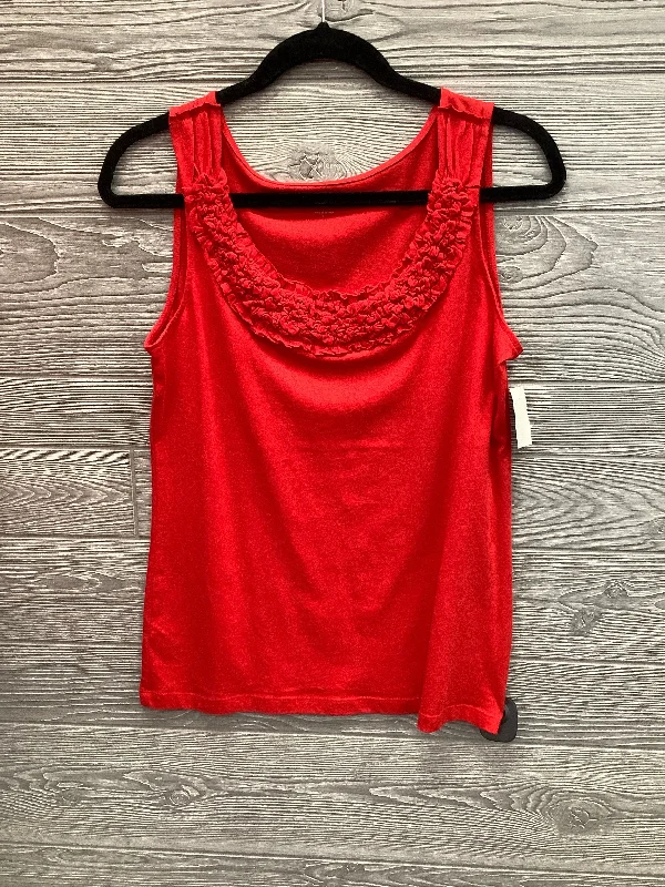 Top Sleeveless By Loft In Red, Size: M